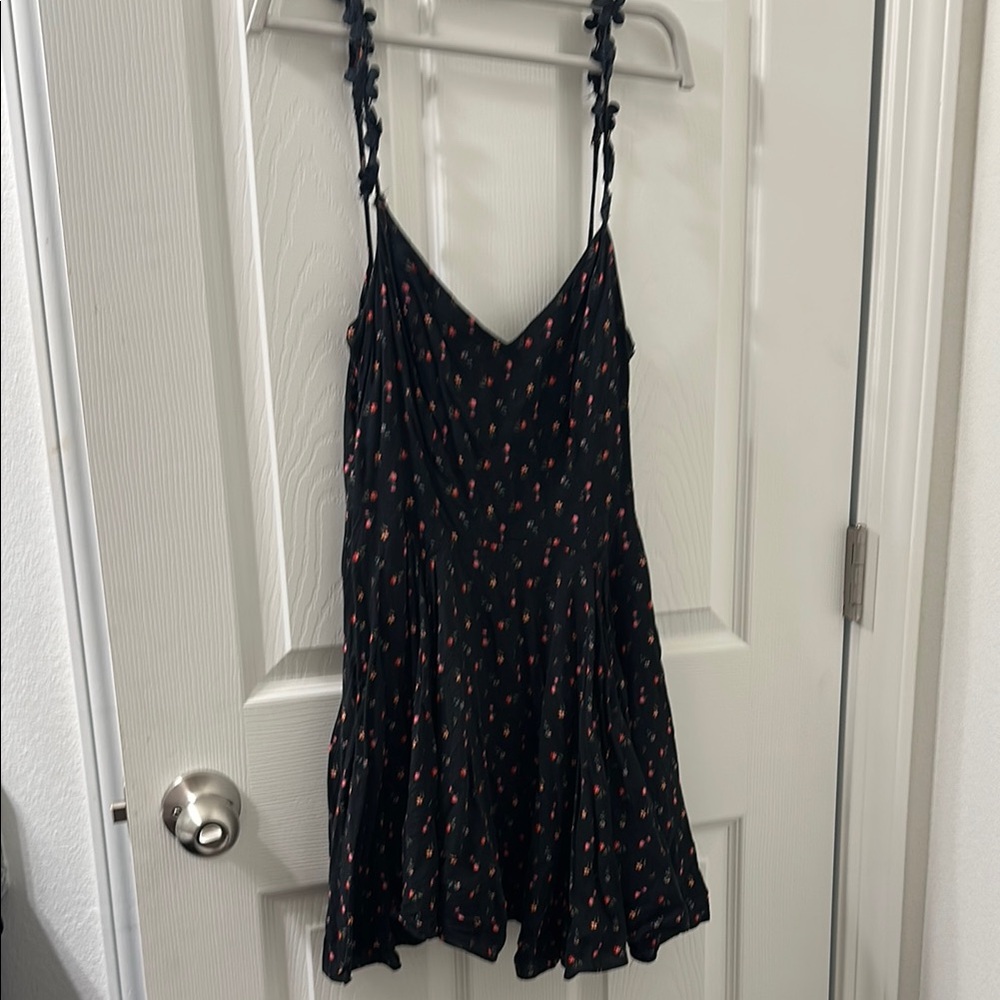 Black Floral Spaghetti Strap Dress